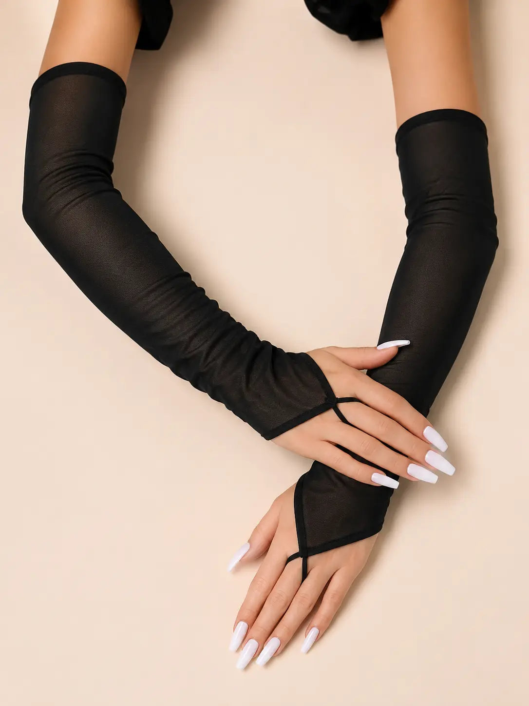 Elegant Sheer Mesh Fingerless Arm Sleeves