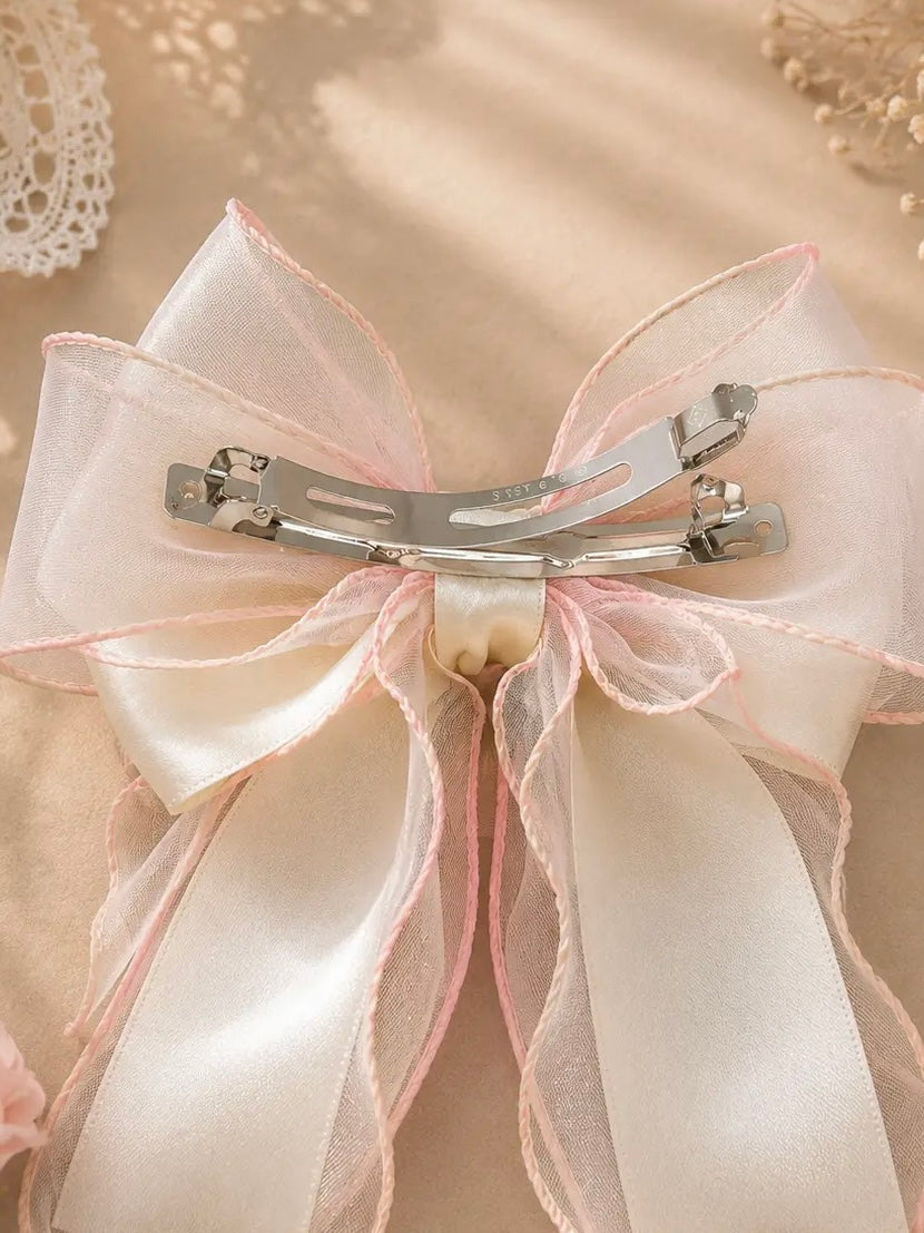 Pastel Pink Oversized Bow Hair Clip