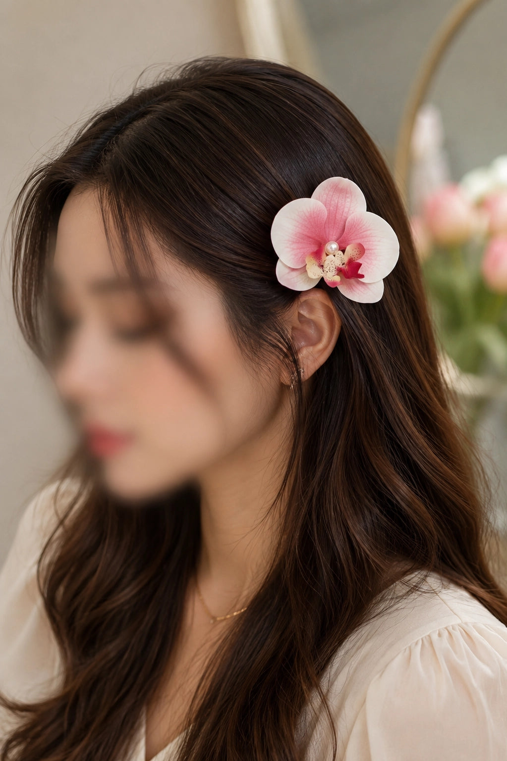 Pearl Orchid Hair Clip