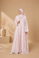 ROSÉ — Embroidered Net Abaya Set