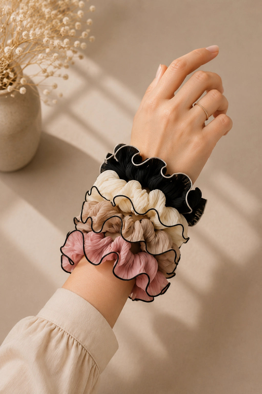Pleated Chiffon Scrunchie