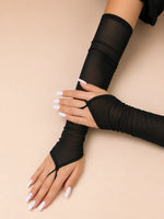 Elegant Sheer Mesh Fingerless Arm Sleeves