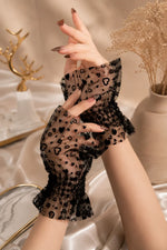 Sheer Heart Print with Ruffled Cuffs