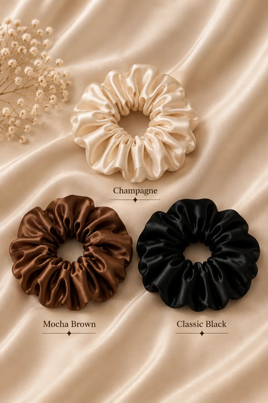Luxury Satin Flower Scrunchies