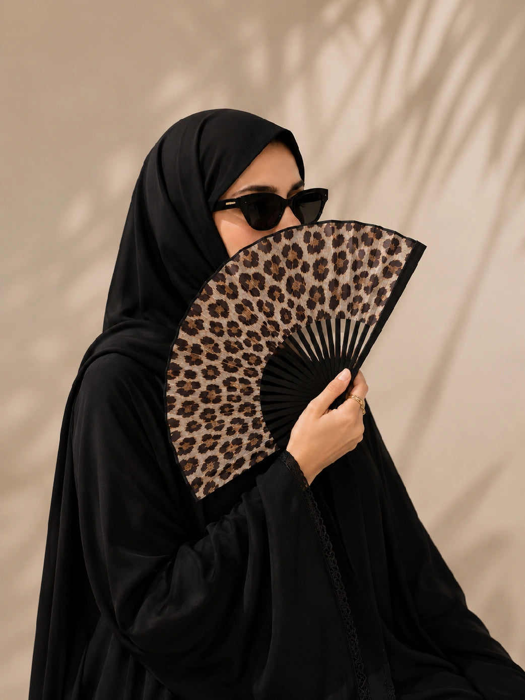 Leopard Print Folding Fan