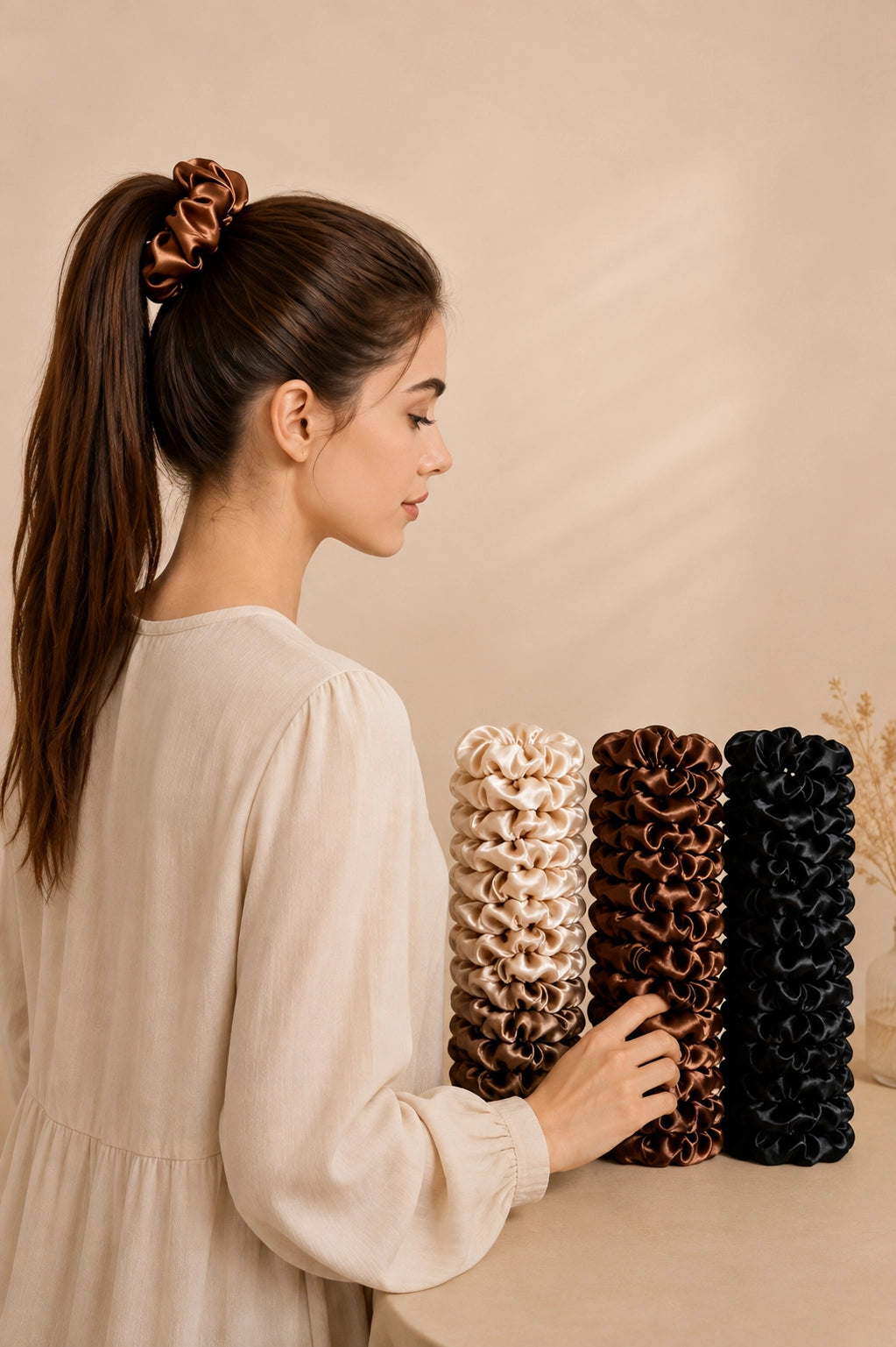Luxury Satin Flower Scrunchies