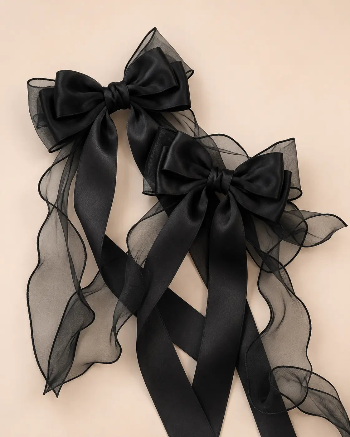 Black Satin Bow Hair Clip