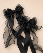 Black Satin Bow Hair Clip