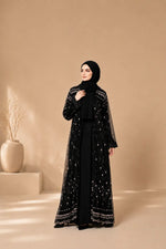 NOIR — Embroidered Net Abaya Set