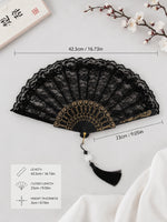 Vintage Lace Folding Fan (Black)