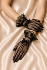 Noir Bow Lace Gloves