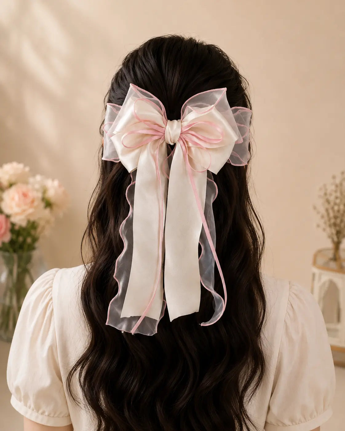 Pastel Pink Oversized Bow Hair Clip