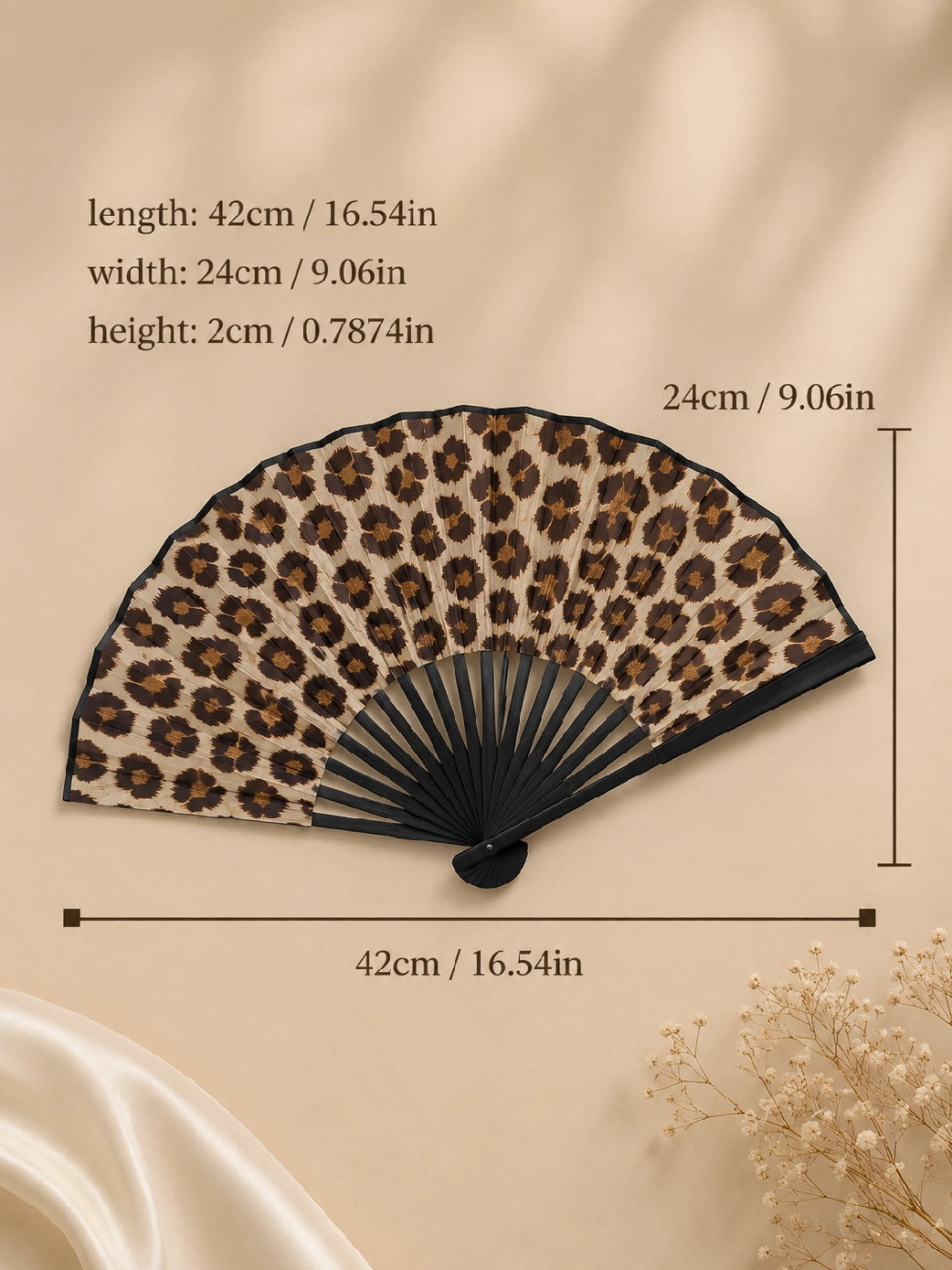 Leopard Print Folding Fan