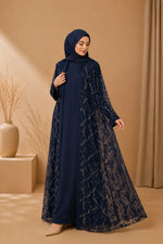 CELESTE — Embroidered Net Abaya Set