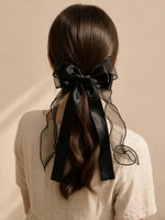 Black Satin Bow Hair Clip