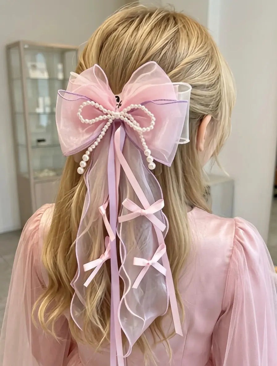 Pearl Bow Hair Clip