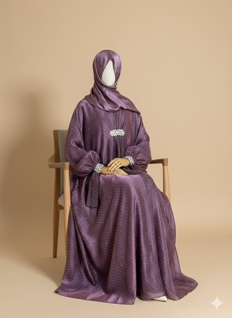 stone brooch abaya set