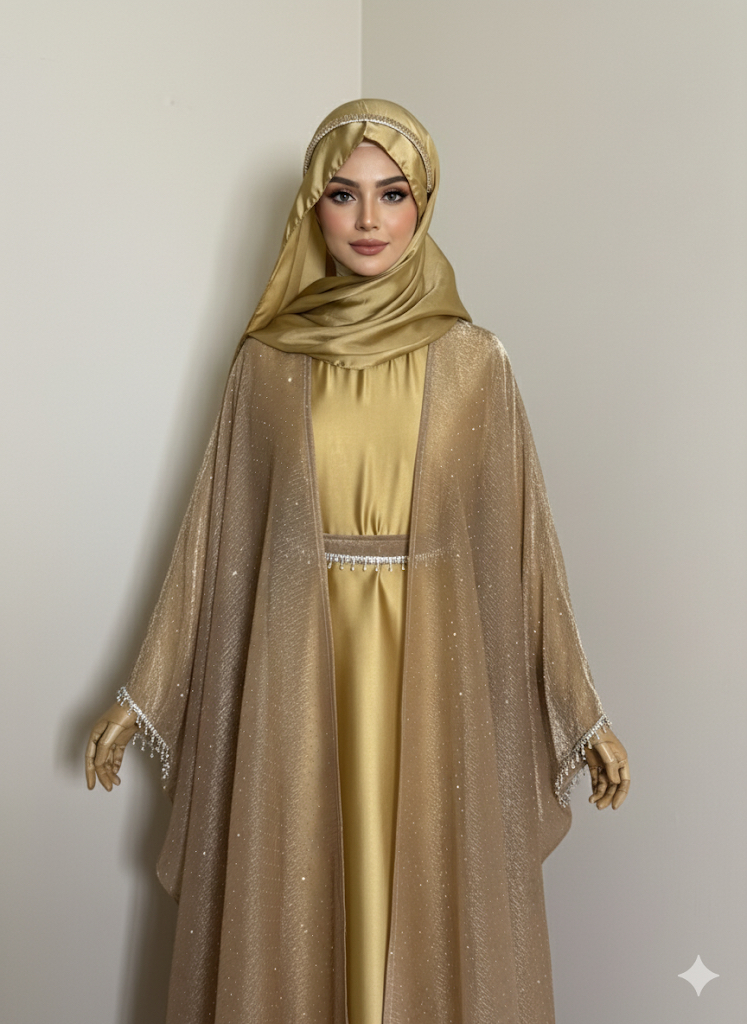 stone kaftan abaya (golden)